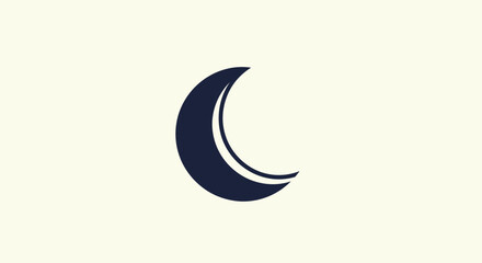 Dark blue crescent moon icon on light background. © NAFAS KUDA