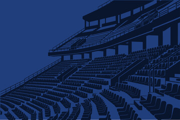 Perspective View of Empty Blue Monochrome Stadium Seats vector illustration © Aprttidur