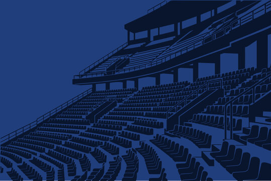 Perspective View of Empty Blue Monochrome Stadium Seats vector illustration