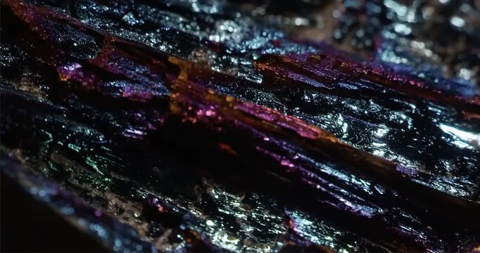 Colorful abstract crystal surface with metallic luster and sharp edges