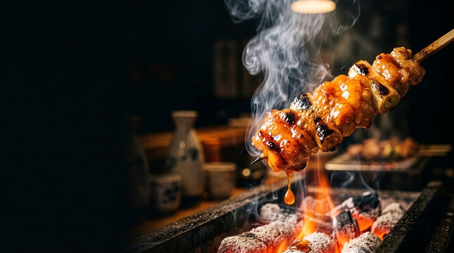 Sizzling Heat: Advertising Macro of Bubbling Orange Amber Glaze on Charcoal Grill