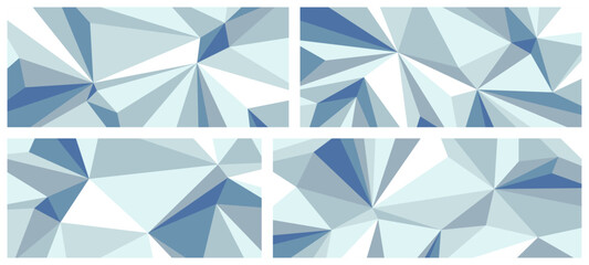 Fototapeta premium Low poly vector abstract background set, 3D polygonal light paper origami look like triangular surface, minimal abstraction backdrop, crystal structure.