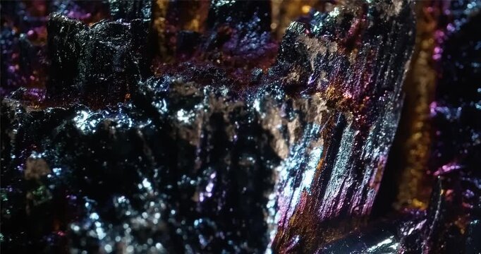 Colorful abstract crystal surface with metallic luster and sharp edges