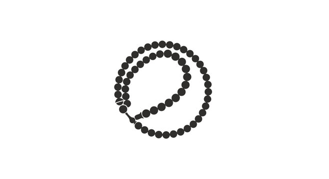 Circular prayer beads tasbih icon on white background.