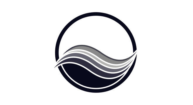 Circular wave logo with gray scale layered lines.