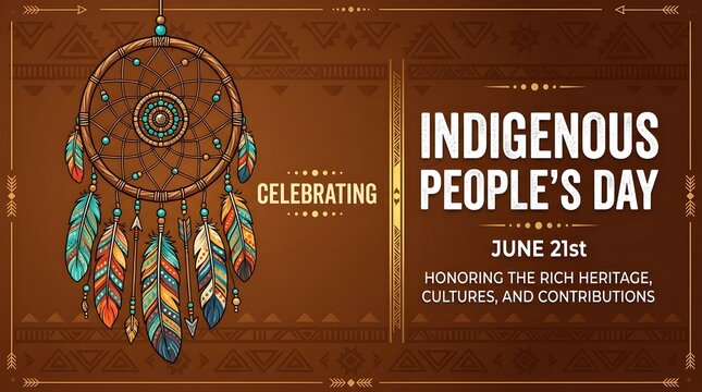 Celebrating Indigenous People's Day with Colorful Traditional Dreamcatcher Art and Cultural Symbols