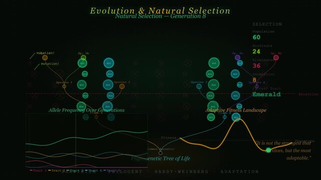 Evolution Natural Selection Animation Showing Adaptation Speciation and Descent With Modification