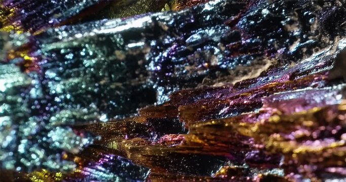 Colorful abstract crystal surface with metallic luster and sharp edges