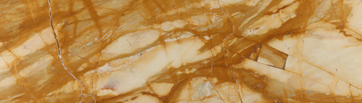 Premium golden veins marble horizontal panoramic texture background, luxury interior design and upscale villa feature wall surface