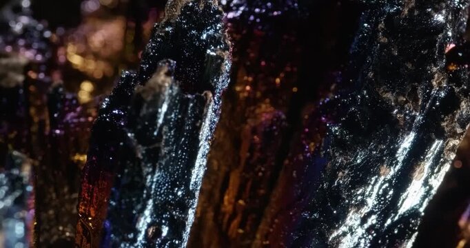 Colorful abstract crystal surface with metallic luster and sharp edges