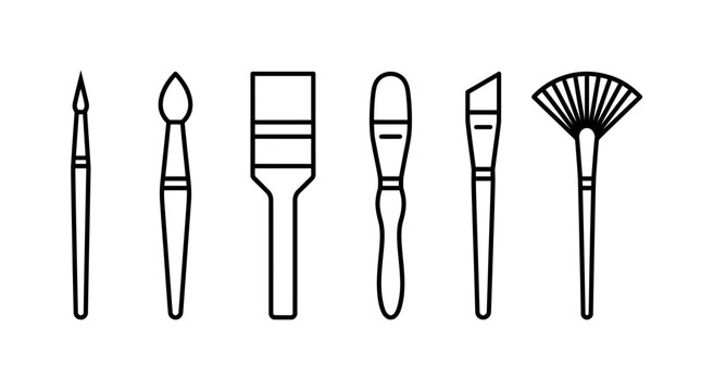 Artistic paintbrush icons with different tip shapes and sizes