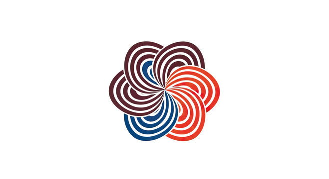 Circular interlocking swirl logo with colorful curved lines.