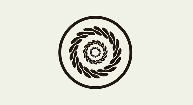 Circular braided rope pattern within round frame.