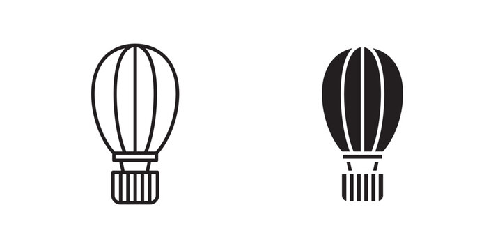 Hot air balloon icon vector design illustrations. line and solid styles