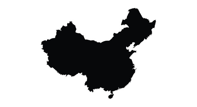 China map silhouette against a white background