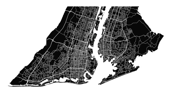 Manhattan and Brooklyn map silhouette high quality professional