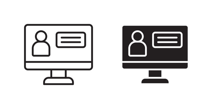 Online course icon vector design illustrations. line and solid styles