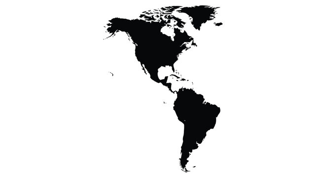 Americas continent shape black silhouette high quality professional