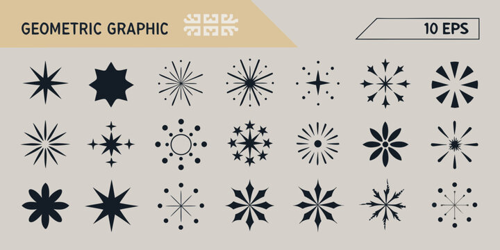 Geometric Starburst Patterns Vector Illustration On Beige Background