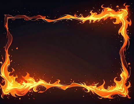 Fiery lava flow glowing in volcanic crater.