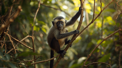 Naklejka premium Forest Exploration Behavior of Tropical Primate