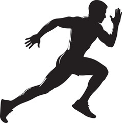 Obraz premium Athlete silhouette running mid stride isolated transparent background