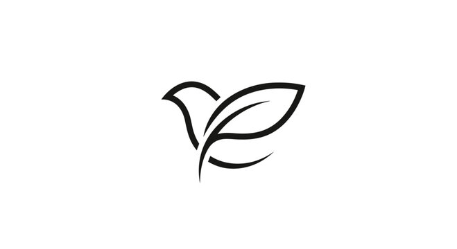Abstract bird leaf hybrid wildlife nature logo icon.