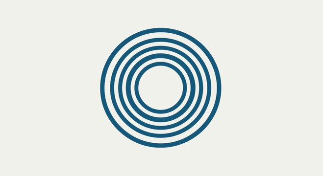 Abstract blue concentric circle target logo design.