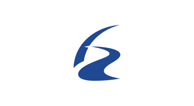 Abstract blue winding road or path logo design.