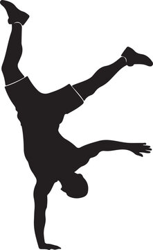 Person Performing Handstand Kick Maneuver in Athletic Pose