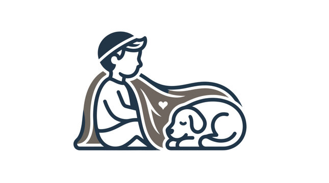 Man sitting with a dog.
