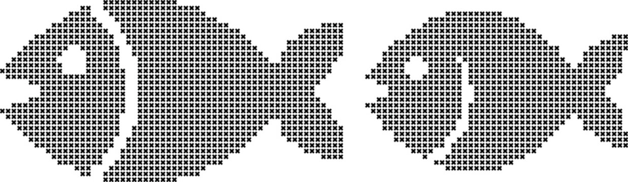 Fish stitch pattern illustration on white background
