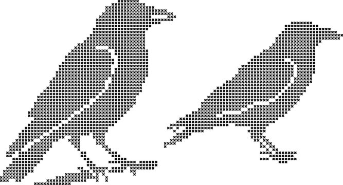 Two crows cross stitch pattern wild birds with stitch pattern