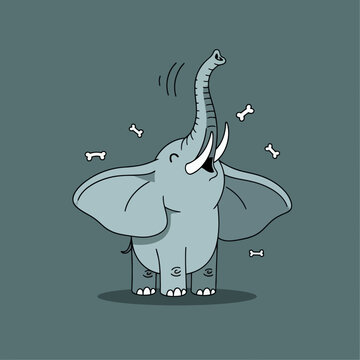 Elephant dancing amidst dog bones