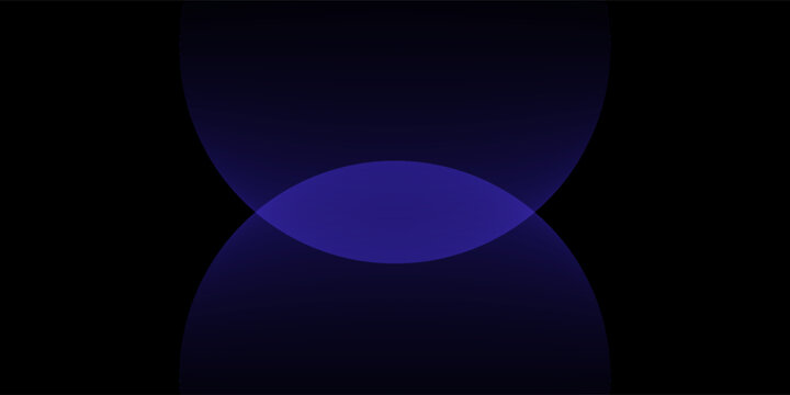Abstract dark blue geometric intersecting circles on black background
