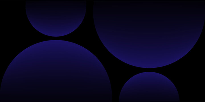 Abstract dark blue geometric intersecting circles on black background