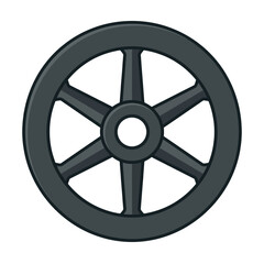 Obraz premium Simple Dark Gray Spoked Circular Wheel Illustration Representing Mechanical Parts and Industrial Engineering Components