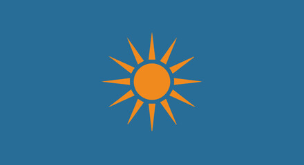 Bright yellow sun icon on dark blue background. © Win