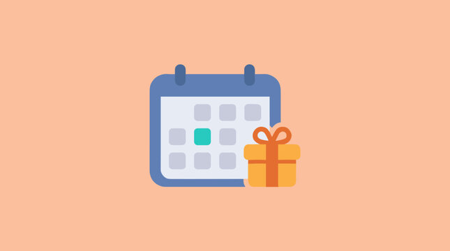 Calendar with a gift box icon, symbolizing birthdays, anniversaries, special events, and holiday reminders