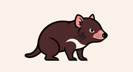 Fototapeta premium Brown Tasmanian devil cartoon animal illustration.