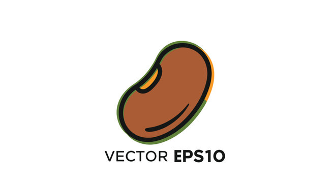 Brown roasted coffee bean vector illustration.