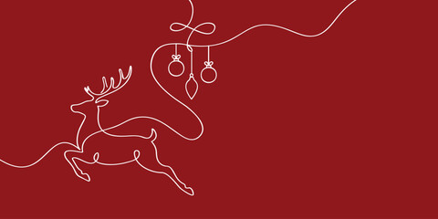 Elegant Christmas reindeer continuous line illustration © Ashes Studio