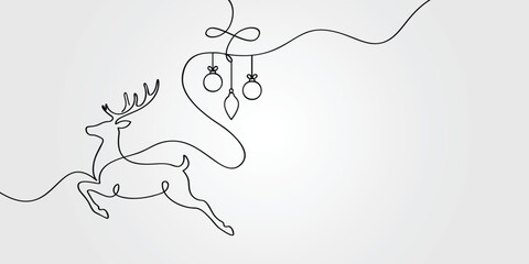 Single line drawing of reindeer © Ashes Studio