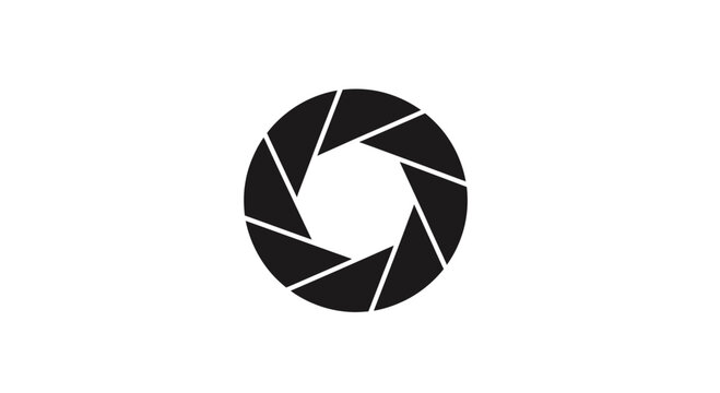 Camera aperture shutter icon for photography branding.