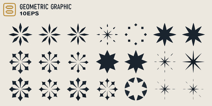 Geometric Starburst Patterns Minimal Vector Illustration Collection