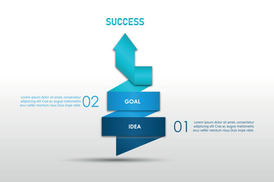 Arrow twist up to success number options with icons.