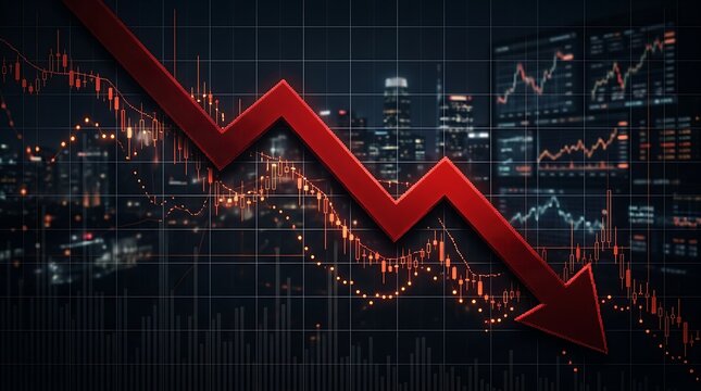 Global Financial Crisis Concept with Descending Red Arrow