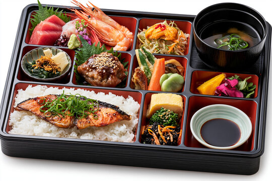Japanese Bento Box Isolated on White Background