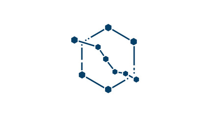 Blue geometric constellation network icon with dots © gudangPIXEL