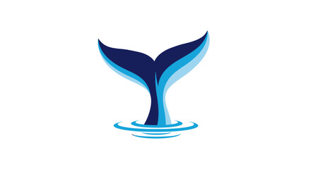 Blue whale tail fluke splashing in ocean water. © gudangPIXEL